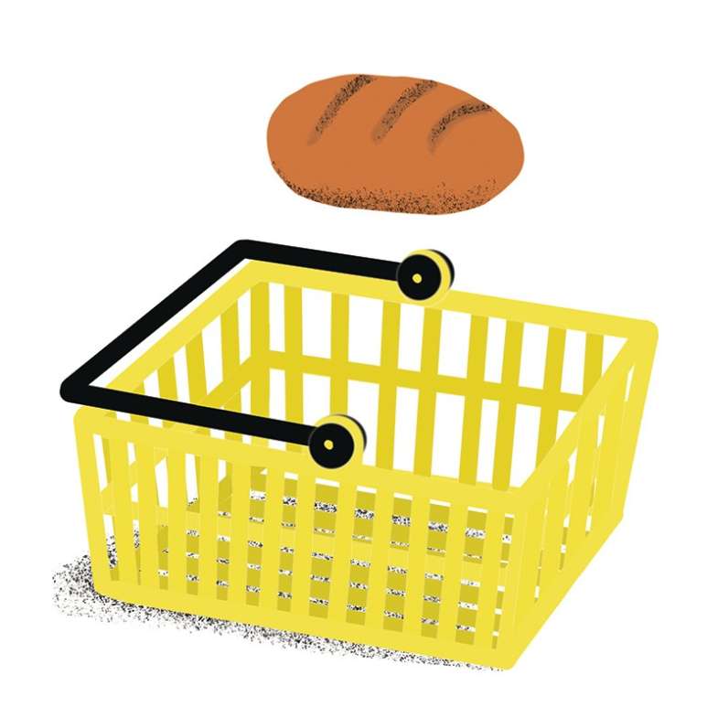Brot und Einkaufskorb